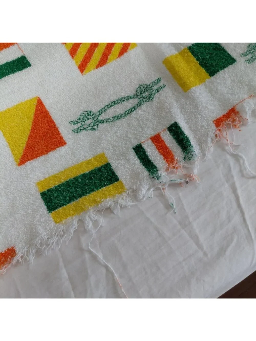 Vint Nautical Flag Beach Towel Large Cotton Blanket Rope Flag Print Beach Pool